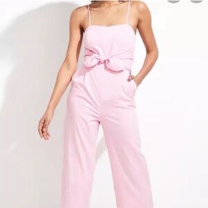 Vineyard Vines pink and white seersucker tie waist jumpsuit romper sz 00 nwt